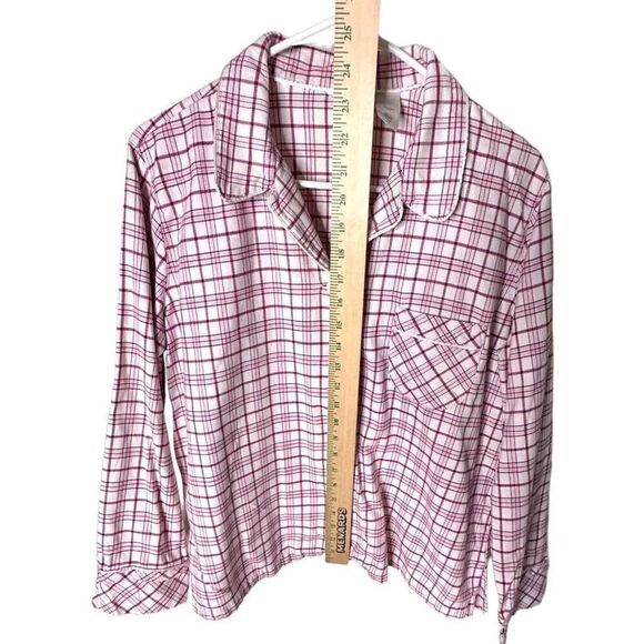 Eddie Bauer Pink Plaid Button Up Sleep Top - Size Petite L - Picture 4 of 6